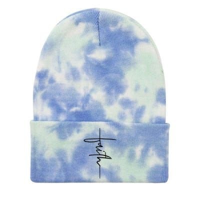 Faith Hand Written Calligraphy Christian Front And Back Print Tie Dye 12in Knit Beanie