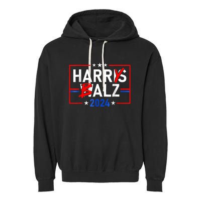 Funny Harris Walz 24 Harry Balz 2024 Meme Democratics Vote Garment-Dyed Fleece Hoodie