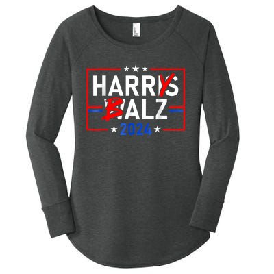 Funny Harris Walz 24 Harry Balz 2024 Meme Democratics Vote Women's Perfect Tri Tunic Long Sleeve Shirt