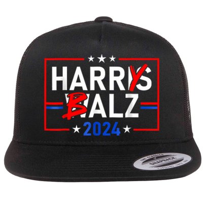 Funny Harris Walz 24 Harry Balz 2024 Meme Democratics Vote Flat Bill Trucker Hat