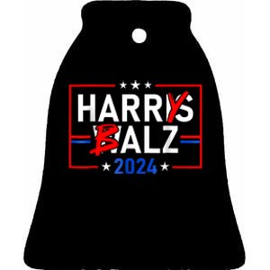 Funny Harris Walz 24 Harry Balz 2024 Meme Democratics Vote Ceramic Bell Ornament