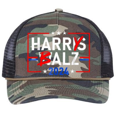 Funny Harris Walz 24 Harry Balz 2024 Meme Democratics Vote Retro Rope Trucker Hat Cap