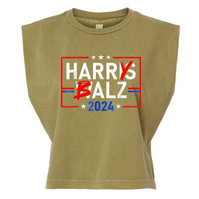 Funny Harris Walz 24 Harry Balz 2024 Meme Democratics Vote Garment-Dyed Women's Muscle Tee