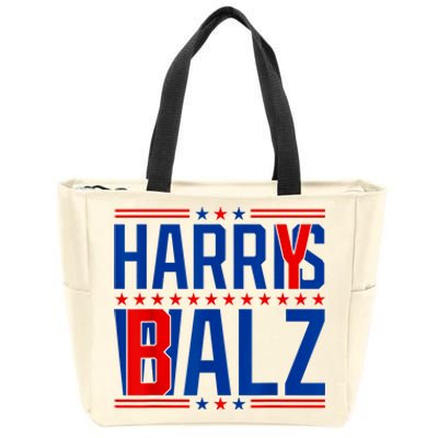 Funny Harris Walz 24 Harry Balz 2024 Meme Democratics Vote Zip Tote Bag