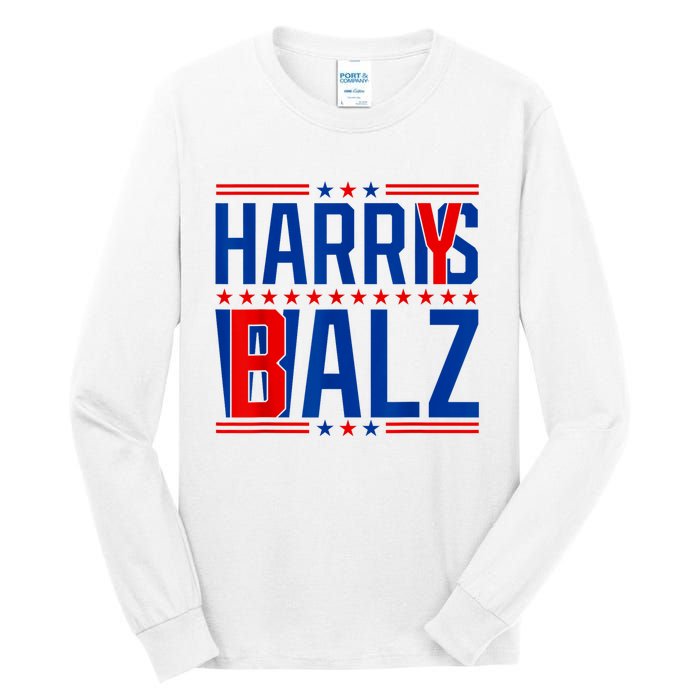 Funny Harris Walz 24 Harry Balz 2024 Meme Democratics Vote Tall Long Sleeve T-Shirt