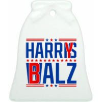 Funny Harris Walz 24 Harry Balz 2024 Meme Democratics Vote Ceramic Bell Ornament