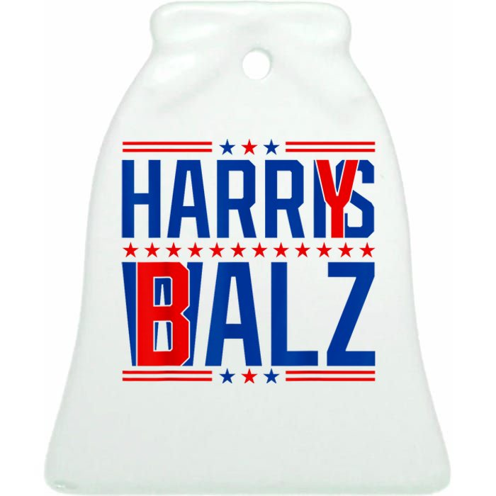 Funny Harris Walz 24 Harry Balz 2024 Meme Democratics Vote Ceramic Bell Ornament