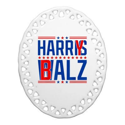 Funny Harris Walz 24 Harry Balz 2024 Meme Democratics Vote Ceramic Oval Ornament