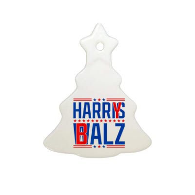 Funny Harris Walz 24 Harry Balz 2024 Meme Democratics Vote Ceramic Tree Ornament