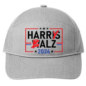 Funny Harris Walz 24 Harry Balz 2024 Meme Democratics Vote 7-Panel Snapback Hat