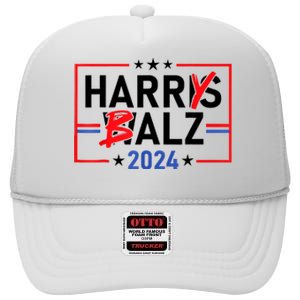 Funny Harris Walz 24 Harry Balz 2024 Meme Democratics Vote High Crown Mesh Back Trucker Hat