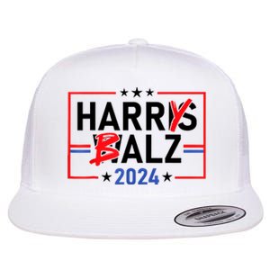 Funny Harris Walz 24 Harry Balz 2024 Meme Democratics Vote Flat Bill Trucker Hat