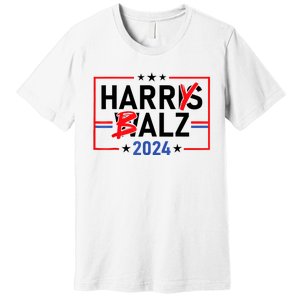 Funny Harris Walz 24 Harry Balz 2024 Meme Democratics Vote Premium T-Shirt