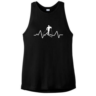 Funny Heartbeat Waterski Gift Cool Water Skier Athlete Fan Gift Ladies PosiCharge Tri-Blend Wicking Tank