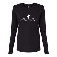 Funny Heartbeat Waterski Gift Cool Water Skier Athlete Fan Gift Womens Cotton Relaxed Long Sleeve T-Shirt