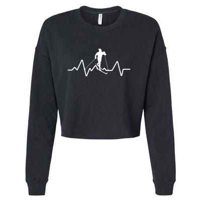 Funny Heartbeat Waterski Gift Cool Water Skier Athlete Fan Gift Cropped Pullover Crew