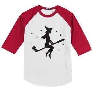 Funny Halloween Witch Golf Stick Women Golfer Golfing Vneck Kids Colorblock Raglan Jersey