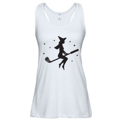 Funny Halloween Witch Golf Stick Women Golfer Golfing Vneck Ladies Essential Flowy Tank