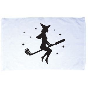 Funny Halloween Witch Golf Stick Women Golfer Golfing Vneck Microfiber Hand Towel