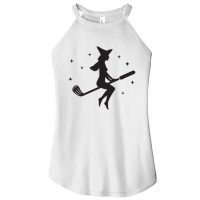 Funny Halloween Witch Golf Stick Women Golfer Golfing Vneck Women’s Perfect Tri Rocker Tank