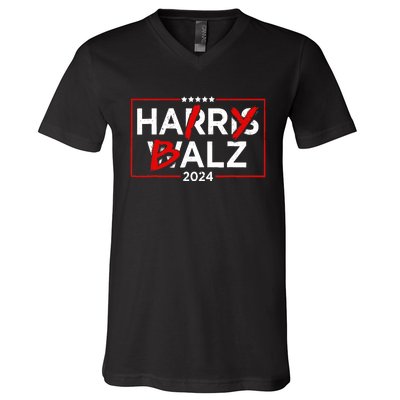 Funny Harris Walz 24 Hairy Balz 2024 Meme Democratics Vote V-Neck T-Shirt