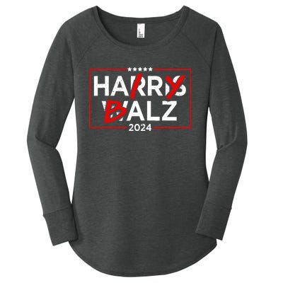 Funny Harris Walz 24 Hairy Balz 2024 Meme Democratics Vote Women's Perfect Tri Tunic Long Sleeve Shirt