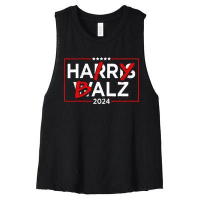 Funny Harris Walz 24 Hairy Balz 2024 Meme Democratics Vote Women's Racerback Cropped Tank