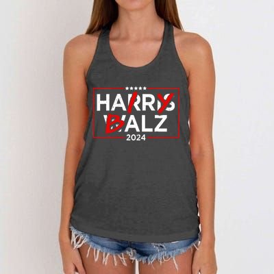 Funny Harris Walz 24 Hairy Balz 2024 Meme Democratics Vote Women's Knotted Racerback Tank