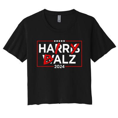 Funny Harris Walz 24 Hairy Balz 2024 Meme Democratics Vote Women's Crop Top Tee