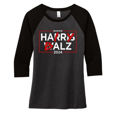 Funny Harris Walz 24 Hairy Balz 2024 Meme Democratics Vote Women's Tri-Blend 3/4-Sleeve Raglan Shirt