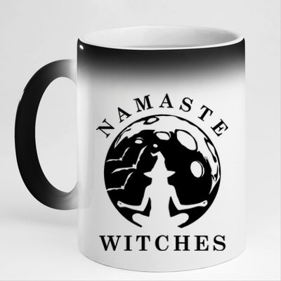 Funny Halloween Witch Yoga Namaste Cute Design Meaningful Gift 11oz Black Color Changing Mug