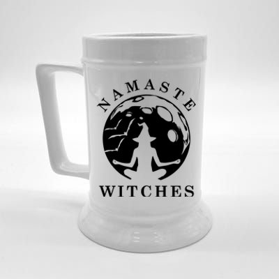 Funny Halloween Witch Yoga Namaste Cute Design Meaningful Gift Beer Stein