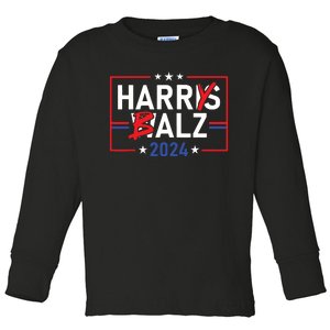 Funny Harris Walz 24 Harry Balz 2024 Meme Democratics Vote Toddler Long Sleeve Shirt