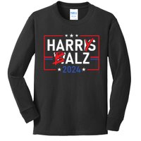 Funny Harris Walz 24 Harry Balz 2024 Meme Democratics Vote Kids Long Sleeve Shirt