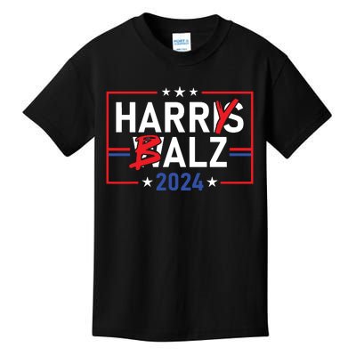 Funny Harris Walz 24 Harry Balz 2024 Meme Democratics Vote Kids T-Shirt