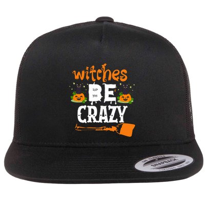 Funny Halloween Witches Be Crazy Pumpkin Cat Lover Cool Gift Flatbill Hat