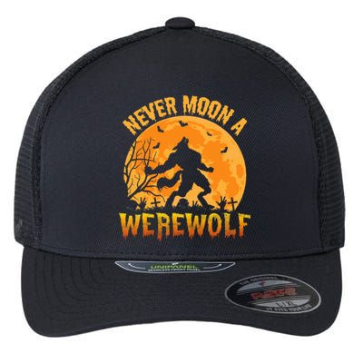 Funny Halloween Werewolf Moon Howl Flexfit Unipanel Trucker Cap