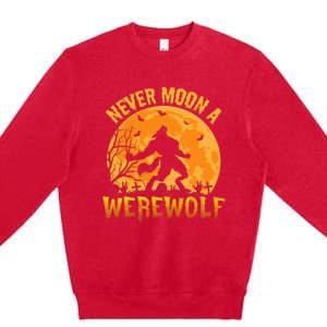 Funny Halloween Werewolf Moon Howl Premium Crewneck Sweatshirt