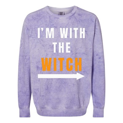 Funny Halloween Witch Costume I'm With The Witch Colorblast Crewneck Sweatshirt