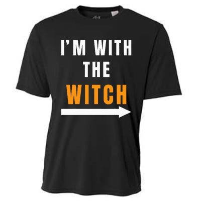 Funny Halloween Witch Costume I'm With The Witch Cooling Performance Crew T-Shirt