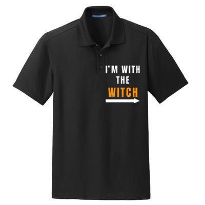 Funny Halloween Witch Costume I'm With The Witch Dry Zone Grid Polo