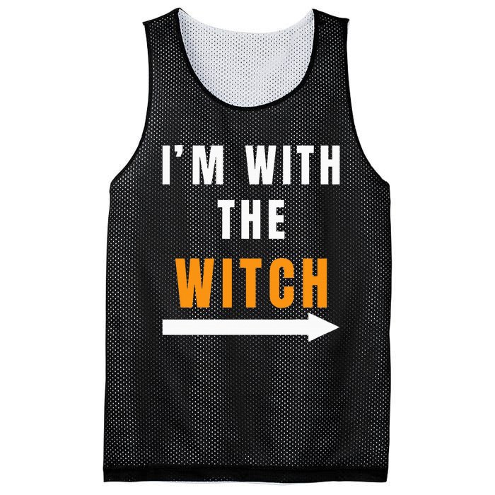 Funny Halloween Witch Costume I'm With The Witch Mesh Reversible Basketball Jersey Tank