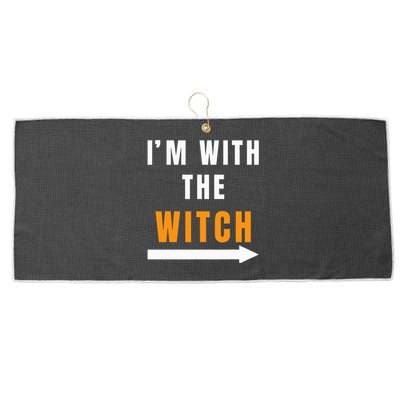 Funny Halloween Witch Costume I'm With The Witch Large Microfiber Waffle Golf Towel