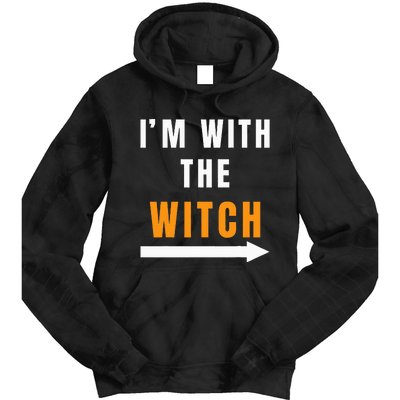 Funny Halloween Witch Costume I'm With The Witch Tie Dye Hoodie