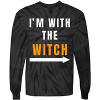 Funny Halloween Witch Costume I'm With The Witch Tie-Dye Long Sleeve Shirt