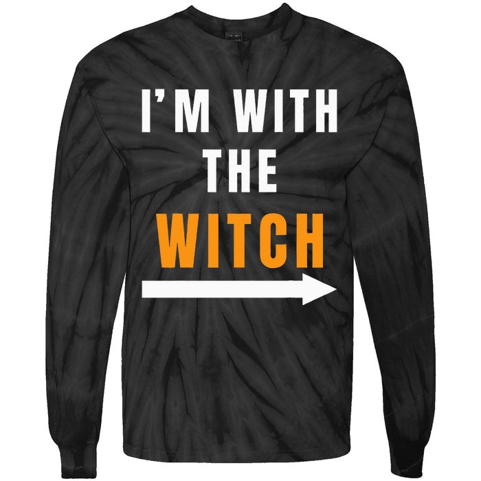 Funny Halloween Witch Costume I'm With The Witch Tie-Dye Long Sleeve Shirt