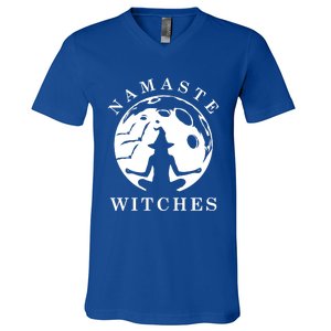 Funny Halloween Witch Yoga Namaste Gift V-Neck T-Shirt