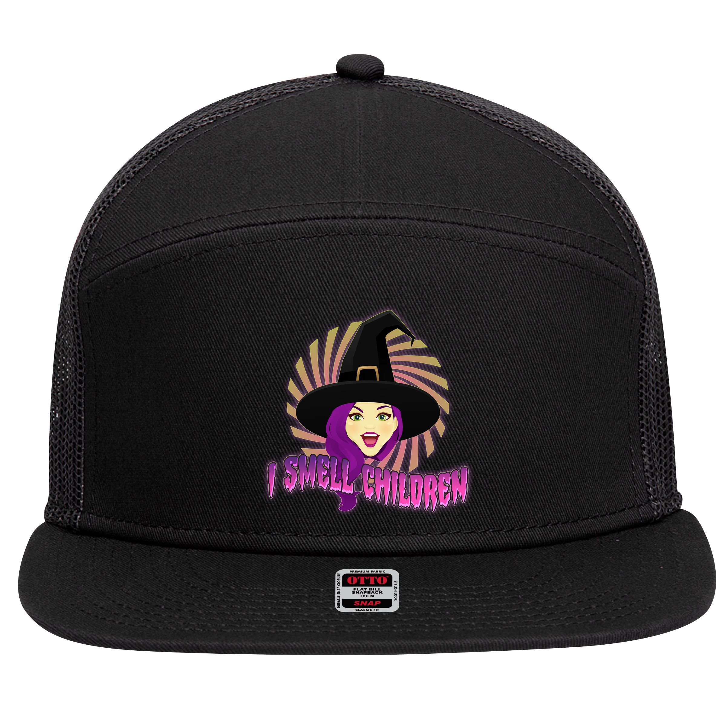 Funny Halloween Witch I Smell Children 7 Panel Mesh Trucker Snapback Hat