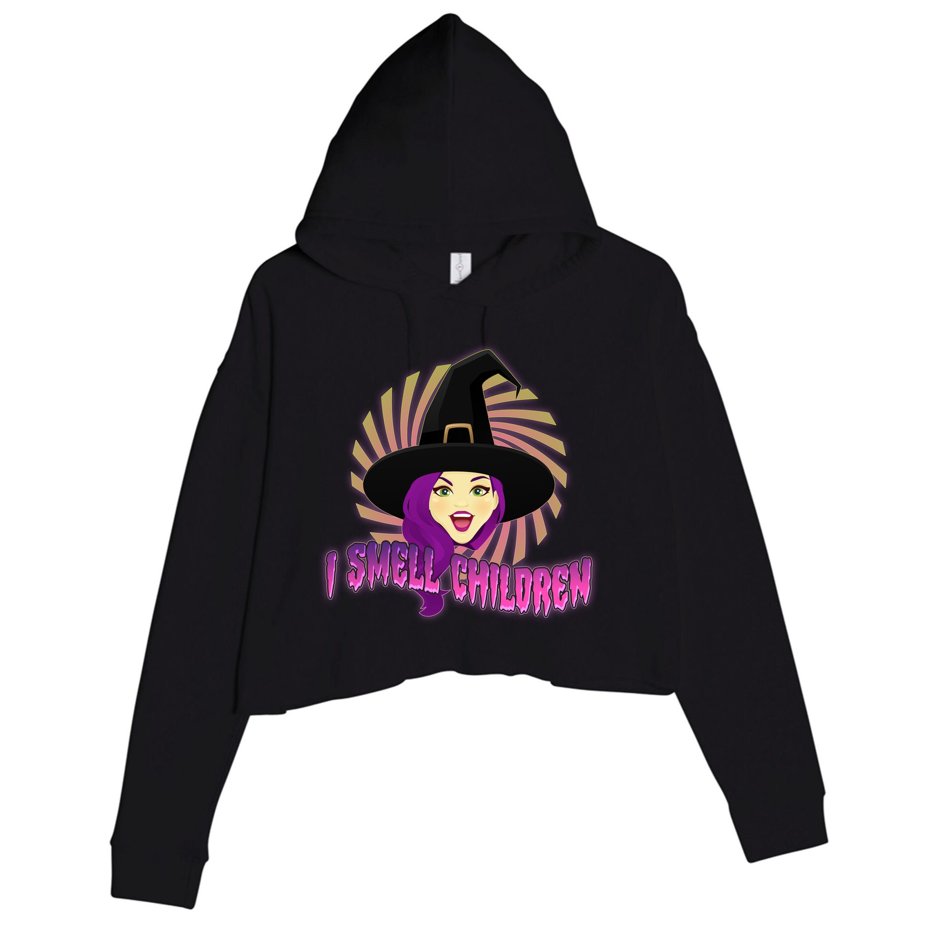 Funny Halloween Witch I Smell Children Crop Fleece Hoodie
