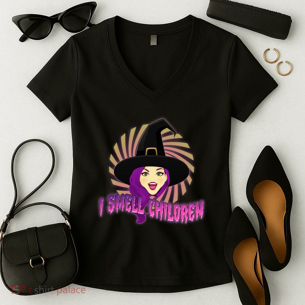 Funny Halloween Witch I Smell Children Women's V-Neck T-Shirt